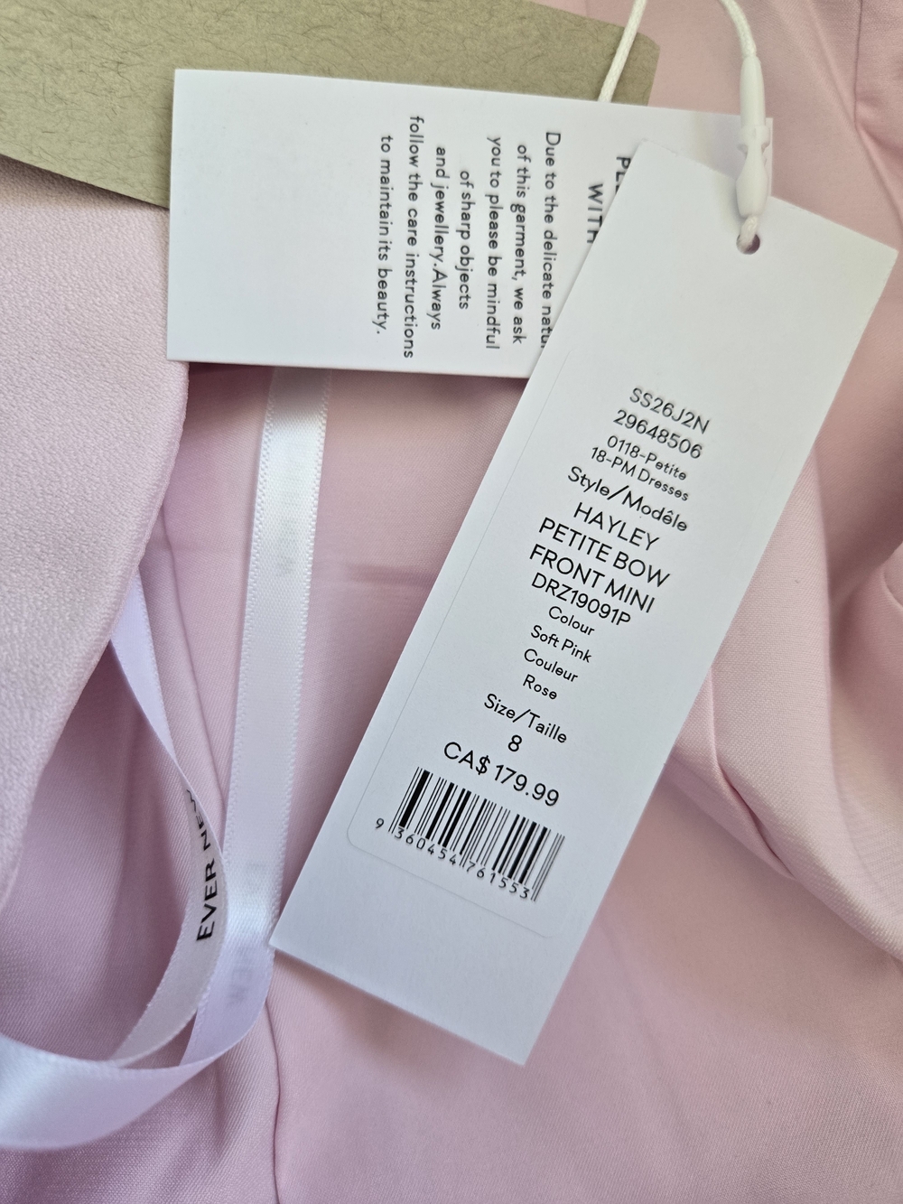 NWT Ever New Sleeveless Hailey Petite Bow Front Mini Dress in Pink Size 8 - Picture 7 of 8